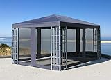 QUICK STAR Rank Pavillon Set 3x4m Metall Garten Partyzelt Anthrazit mit 4 Seitenteilen mit Mosk