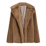 Damen Strickjacken Mäntel Plüschmantel Kapuzenjacke Mit Taschen Kapuze Wintermantel Winterjacke, Warm Cardigan Kunstpelz Pelzmantel Lose Teddyfell Parka Elegant Overcoat Cardigan Casual Revers Outw