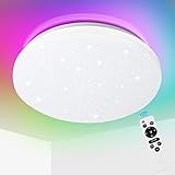 Lueigmo 24W LED Deckenleuchte, RGB Farbwechsel mit Sternendekor, Farbtemperatur Einstellbar, Deckenlampe mit Fernbedienung, Φ 38CM, 2160LM, Wohnzimmer Lampe für Schlafzimmer, Küche,