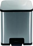 Echtwerk EW-PS-0215 Abfalleimer, Tretabfalleimer, Mülleimer, Power-Step Edelstahl, Silber, 42 x 30 x 51.5