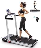 Phoetya Laufband Klappbar, 2.25HP Elektrisches Laufband, 12 km/h Einstellbare Geschwindigkeit und 12 Programmen, Treadmill mit Fernbedienung, LED-Anzeige, Fitness Laufband für Zuhause und Bü