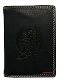 Hochwertige Geldbörse Geldbeutel Portemonnaie Büffel Leder Wild Drache Fantasy gepräg