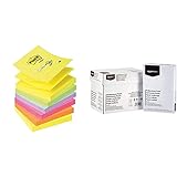 Post-It R330NR Z-Notes(76 x 76 mm) 6er Pack neongelb/grün/lila/pink/orange & Amazon Basics Druckerpapier, DIN A4, 80 g/m², 5x500 Blatt, Weiß