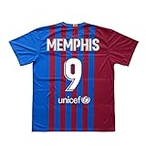 Smarty Shirt2 Kit - Spieler - Kinder Trikot und Hose FC Barcelona - Offizielle Nachbildung - Erste und zweite Mannschaft - Saison 2021/2022, 1-9-Memphis, 8 J