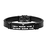 Passen Sie Morse-Code Leder und Silikon-Armband für Männer Secret Code Gravur Armband für Freund Bruder Vater Ehemann Pate versteckte Nachricht Armband (Leder Stil Eins)