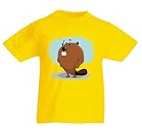 T-Shirt Biber- Tier- ZÄHNE- Brown- SÄUGETIER in Gelb für Herren- Damen- Kinder- 104-5XL