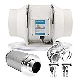 NBXLHAO 4 In 1 Grow Tent BelüFtungsset, Mit Aktivkohle-Luftfilter/Umlenkseil, Einfach Zu Handhaben, FüR Grow Tent/Indoor Hydroponics Plant Grow,8