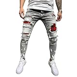 Loalirando Herren-Jeans, Rotus-Jeans, schmale Passform, lange Hose, lässig, Skinny Jeans, für Herbst und Frühling, grau, XXL