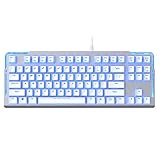 WYH Beruf Tastatur 87-Key-USB verdrahtete ergonomische Tastatur, Office Home Programmer Gaming Tastatur tippen Ergonomie (Color : Blue Light)