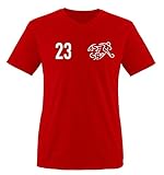 EM 2016 - Trikot - EM 2016 - Schweiz - 23 - Herren V-Neck T-Shirt - Rot/Weiss Gr. XL