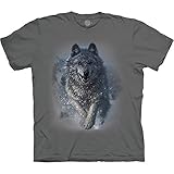 The Mountain Base T-Shirt für Erwachsene, Motiv: Schneepflug Wölfe, Grau, grau, S