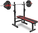 Hop-Sport klappbare Hantelbank Kraftstation 1080 mit Langhantel Set Stange Gewichte 39/69/99 kg zur Wahl (39kg Gewicht + Langhantel)