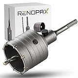 RENOPAX Bohrkrone 68mm - 8 Vollhartmetallzähne - Hammerschlagfest - 2 Schneiden Zentrierbohrer - Dosenbohrer 68mm - Bohrkrone Steckdose für Mauerwerk und B