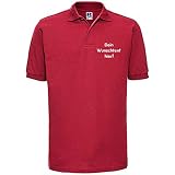 Shirt-Panda Herren Polo Shirt mit Wunschtext Wunschname · Linke Brust und oder Rücken Druck Men Personalisiert Personalisierbar Sprüche Hemd Anpassen Wunsch Rot M