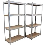 2X Schwerlastregal Steckregal 160x80x40 cm Archivregal Lagerregal Kellerregal Metallregal Regal Garagenreg