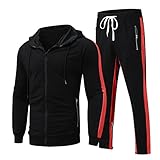 WENZHOU Herren Jogginganzug Teenager Trainingsanzug Männer Sportanzug Hoodie Sweatjacke Slim Fit Hoodie Pullover Outdoor Casual Zip Trainingsanzug Einfarbig Freizeitanzug Herbst und Winter Hausanzug