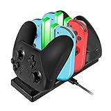 EXTSUD 6 in 1 Nintendo Switch Controller Ladestation Pro Controller Ladegrät mit 4 Slots für Joy-Con und Typ-C USB Port für Switch Konsole/Pro Controller/Typ-C Geräte Dock mit LED Anzeig