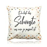 ILP Kissen mit Spruch für deinen Schatz - Kissenbezug und Füllung – Geschenk für Partner - 40 x 40 cm - Valentinstagsgeschenk - Mit Geschenktasche - Valentinstag