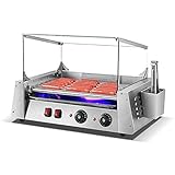 MNSRRN Kommerzieller Hot Dog-Automaten mit Glasabdeckung, 1400W kommerzieller 7-Tube-Wurstwurstmaschine, Convenience-Shop-Stützgeräte, automatische Hot Dog M