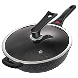 Non-Stick- Kochgeschirr für Saucepan 32 cm 34cm Maifan Stein Wok- Pfanne mit Deckel Bratpfanne Fondue Induktion Herd Gasherd Spülmaschine (Color : 28cm with lid)