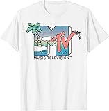 MTV Beach Island Flamingo Logo Vintage Graphic T-Shirt S