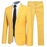 Allthemen Anzug Herren Anzüge Slim Fit 2 Teilig Business Herrenanzug Sakko Hose Gold XS