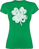 St. Patricks Day - Vintage Kleeblatt mit Herz - S - Grün - grünes Tshirt Damen s - L191 - Tailliertes Tshirt für Damen und Frauen T-S