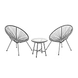 SVITA Bali Balkon-Möbel 3-TLG. Polyrattan Lounge-Set Balkon-Set (Grau)