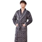 Übergröße XXXL. Kimono Nähte Plaid Bademäntel Männlich Dicke 3 Schichten Winter Gestester Bademantel Dicke Flanell Robe Pijamas (Color : B, Size : XL)