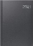 Brunnen 1076361901 Buchkalender Modell 763, 2 Seiten = 1 Woche, 210 x 290 mm, Bucheinbandstoff Metallico vulkanschwarz, Kalendarium 2021