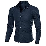 Kanpola Business Hemden Kariertes Herrenhemd Langarm Slim Fit Kent Kragen Modische Button Down Oberhemden MäN