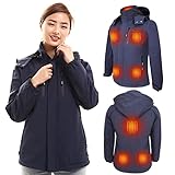 ARRIS Beheizte Jacke Damen Elektrische Heizung Warm Mantel Wasserdicht 7.4V Batteriebetrieben mit 8 Heizbereichen Telefonaufladung für den Winter, blau, 36