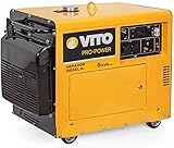 VITO 5KVA 9PS Silent Diesel Stromerzeuger 4,5 kW 230V E-Starter, luftgekühlt, Ölmangelsicherung, Überlastschalter, AVR Regelung für empfindliche Elektronik, Diesel Generator, Diesel Notstromaggreg