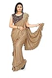 Goldene indische Importierte Designer-Bluse aus Lycra mit Rüschen, Sari, 1 Minute, Party-Sari, Pailletten-Bluse, 560, goldfarben, X-Larg