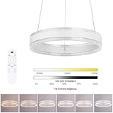 LED Pendelleuchte Dimmbar Hängelampe, Modern Design Pendellampe Weiss Höehenverstellbar, Esszimmerlampe, Esstischlampe 36W mit Fernbedienung für Esszimmer Schlafzimmer W