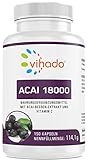 Vihado Acai 18000 – hochdosierter Acaibeeren-Extrakt mit wertvollen Pflanzenstoffen – enthält natürliches Vitamin C – pflanzliches Nahrungsergänzungsmittel ohne Zusätze – 150 Kap