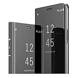 Hülle Kompatibel für Samsung Galaxy A20E Hülle Mirror Flip Schutzhülle Ganzer Körperschutz Spiegel Handyhülle Ultradünn PU Handy Schutz Löschen Clear View Cover für Samsung Galaxy A20E