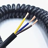 3-adriges Federdraht-Spiral-Elektrokabel 24AWG 20AWG 17AWG 14AWG - 2,5 m 5 m 7,5 m Schwarzes Netzkabel Ausziehbarer Draht, Leitungslänge 7,5 m, 3, Ader 14 AWG