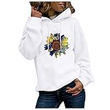 TTWOMEN Damen Print Sport Sweatshirt Langarm Kordelzug Hoodies Lässige Bluse Pullover Outwear mit T