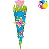 alles-meine.de GmbH Bastelset - Schultüte _ Farbe & Größe wählbar _ 70 / 85 / 100 cm - Schmetterling Bastelschultüte - Zuckertüte zum selber Basteln Bemalen Bek