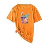 Aobliss Lässige, Bedruckte Damenbluse mit O-Ausschnitt und kurzen Ärmeln Lockere weiße B