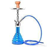 Shisha Set Komplett, Tragbare Wasserpfeife mit Zubehör, 20-Zoll-Shisha-Kit mit Einem Schlauch, Acrylvase, Keramikschale, Schlauch und Kohlezange Inklusive, Hookah mit LED