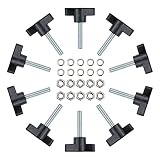 INCREWAY Rändelschraube, 10 Stück, M6 x 30 mm, Außengewinde, Rändelschrauben, langlebig, Schlitz, T-förmige Rändelschrauben mit Mutter-Unterlegscheib
