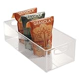 iDesign Aufbewahrungsbox für die Küche, großer & tiefer Küchen Organizer aus Kunststoff, offene Kühlschrankbox mit Griffen, durchsichtig