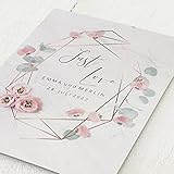 sendmoments Hochzeitseinladungskarten, Röschen, C6 Klappkarten-Set, 5 Karten, mit Roségold Veredelung, Hochzeitseinladung personalisierbar mit eigenem Text & Foto, optional mit passenden Umschläg