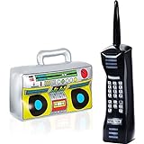 Bundia 2 Stück Aufblasbare Radio Boombox Aufblasbare Handy Requisiten für 80er 90er Jahre Party Dek