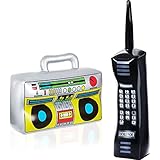 Bundia 2 Stück Aufblasbare Radio Boombox Aufblasbare Handy Requisiten für 80er 90er Jahre Party Dek