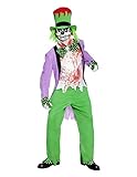KULTFAKTOR GmbH Blutverschmierter böser Horror-Clown Skelett Halloween Kostüm grün-Weiss-lila L