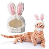 BERYLX Osterkostüm für Katzen, lustiges Katzenoutfit, einstellbare Größe, Häschenkostüm für Katzen und Welpen, Hasenohren für Oster-Cosplay