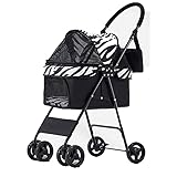 GXDSSH Faltbarer Hundewagen, Tragetasche Hund for Kleine Hunde, Hundebuggy Haustierwagen Mit Universalrad, Mommy-Tasche-Design Und Regenschutz, Tragfähigkeit 13 Lb (Color : Black)